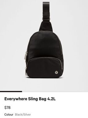 lululemon athletica Black Sling Bag with Silver Hardware